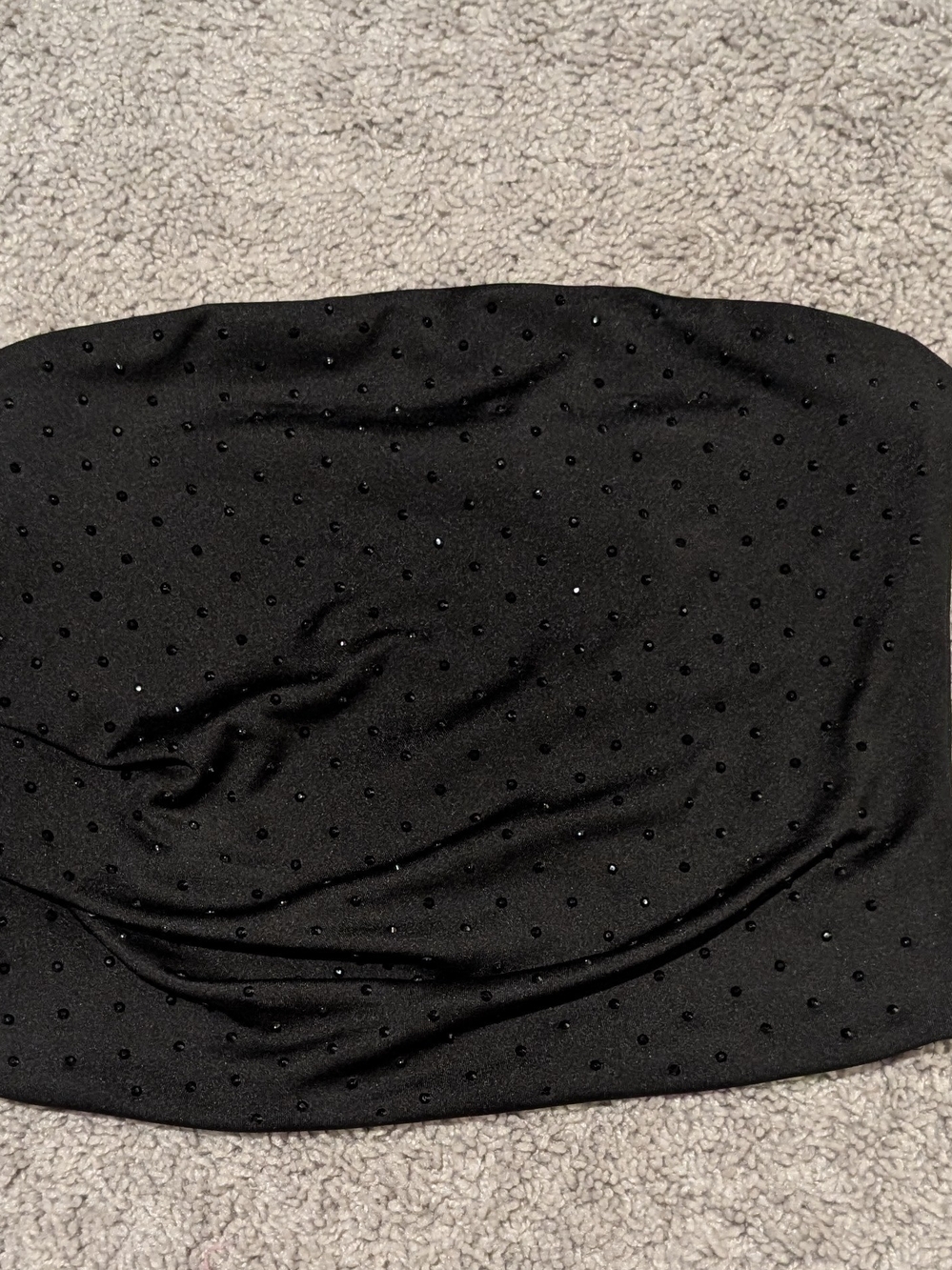 Black Strapless Rhinestone Stretch Top